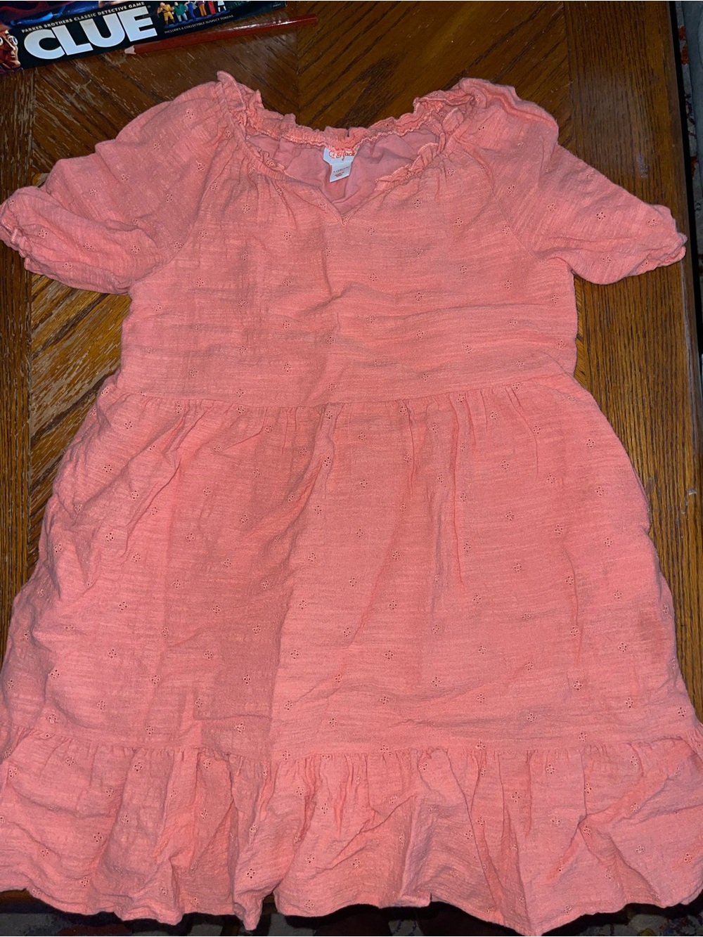Cat & Jack Coral Short-Sleeve Ruffle Hem Dress